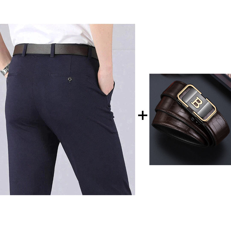 Pantalones casuales clásicos de alta elasticidad para hombre