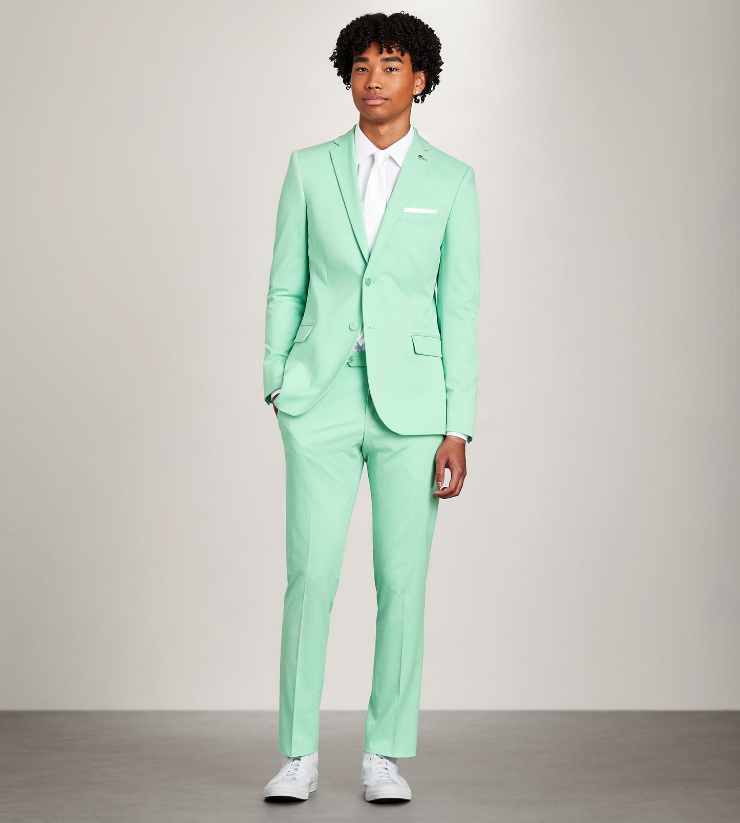 Slim Fit Green Solid Suit