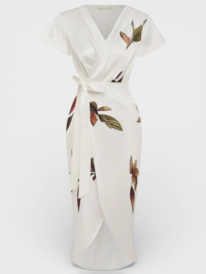 Vestido cruzado floral elegante