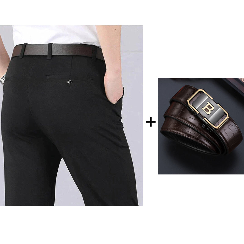 Pantalones casuales clásicos de alta elasticidad para hombre