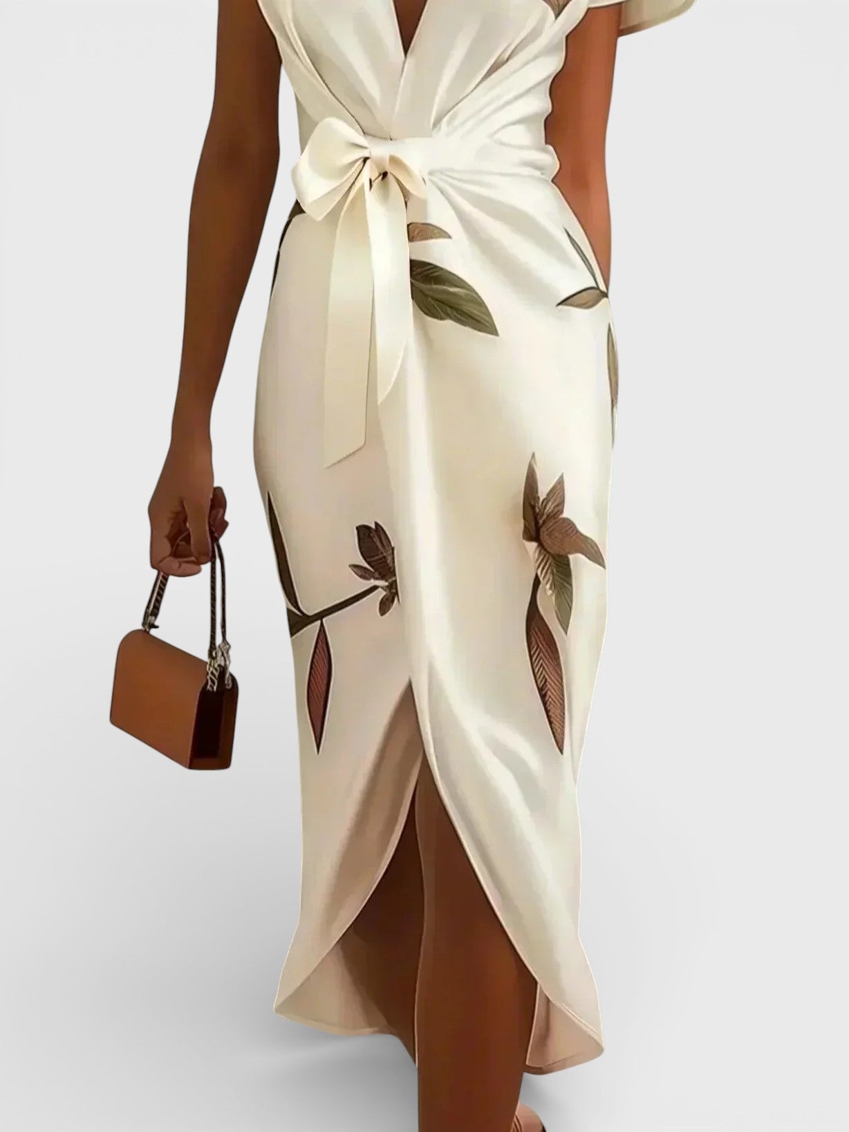 Vestido cruzado floral elegante