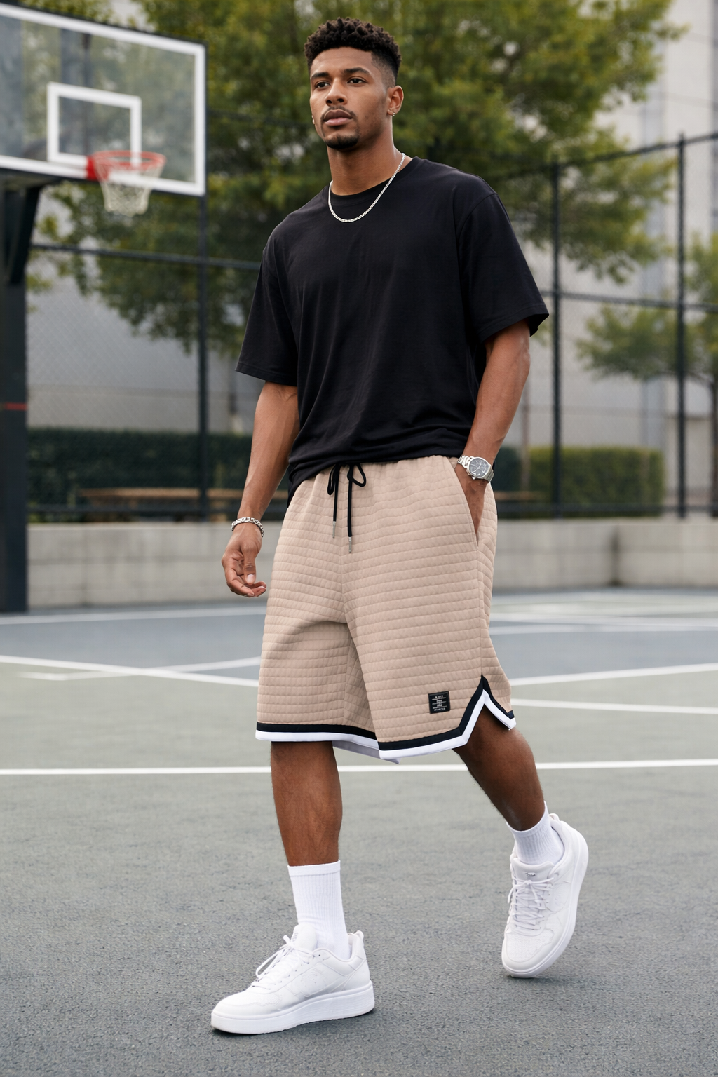 📢2026 NEW ARRIVALS🩳Drawstring Waist Sport Shorts with Striped Hem