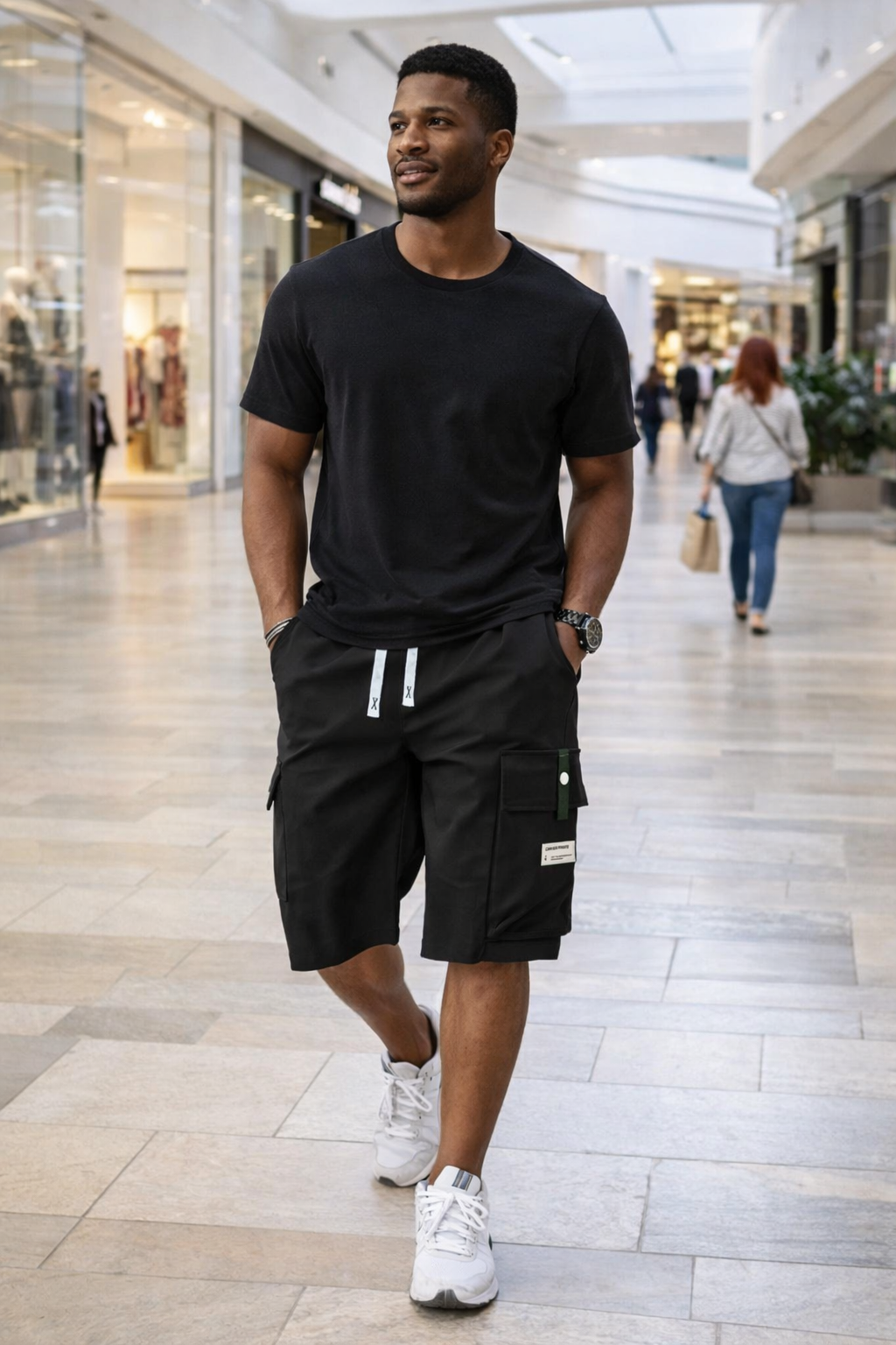 Pantalones Capri Cargo Casual para Hombre con Cintura de Cordó