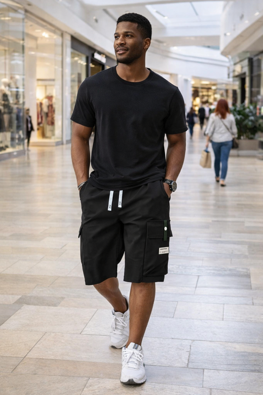 Pantalones Capri Cargo Casual para Hombre con Cintura de Cordó