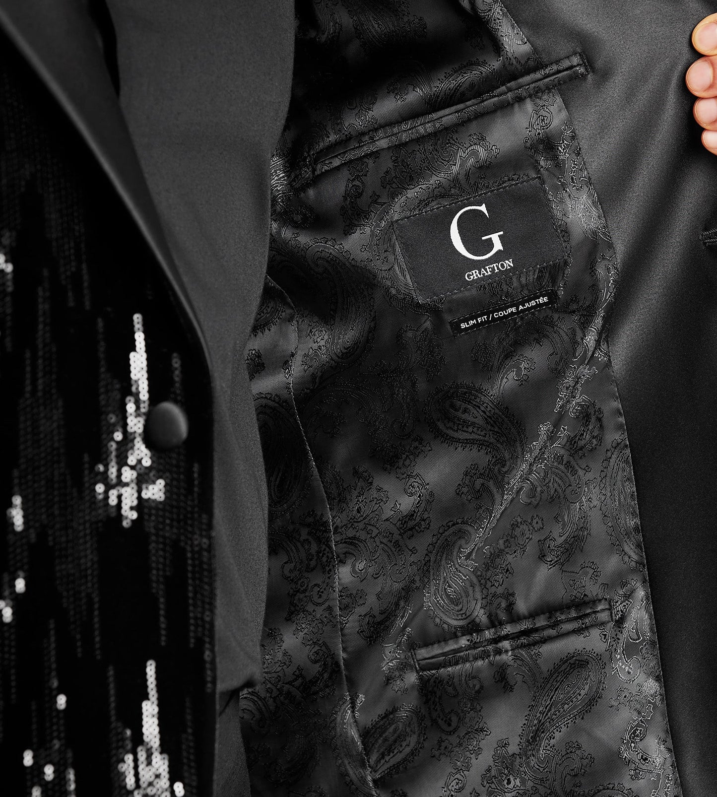 Slim Fit Black Sequin Tuxedo