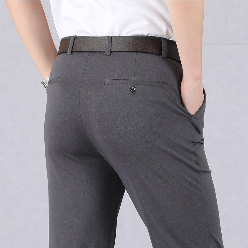 Pantalones casuales clásicos de alta elasticidad para hombre