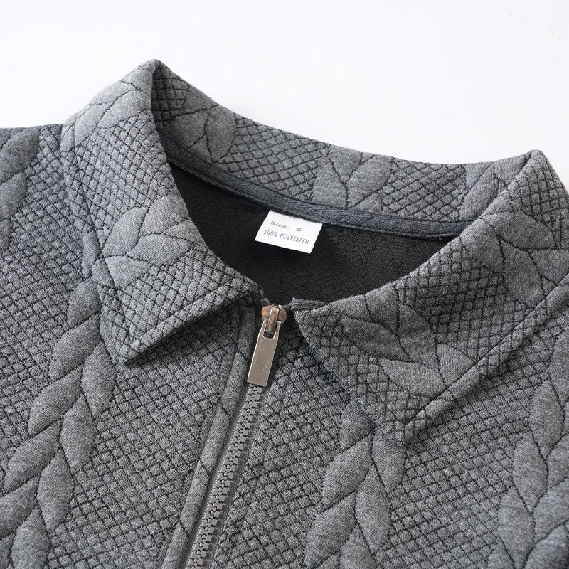 Suéter casual de punto trenzado con media cremallera para hombre