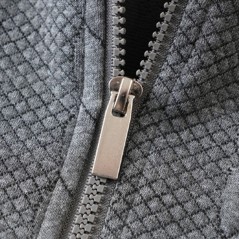 Suéter casual de punto trenzado con media cremallera para hombre