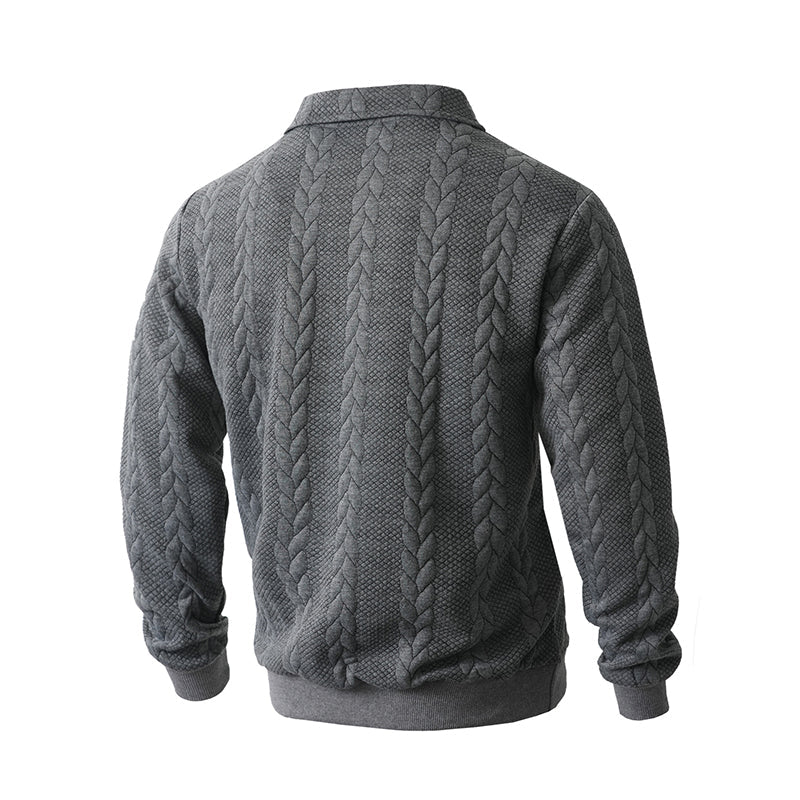 Suéter casual de punto trenzado con media cremallera para hombre