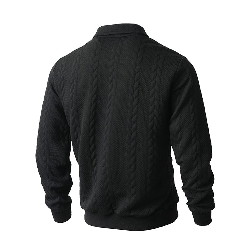 Suéter casual de punto trenzado con media cremallera para hombre