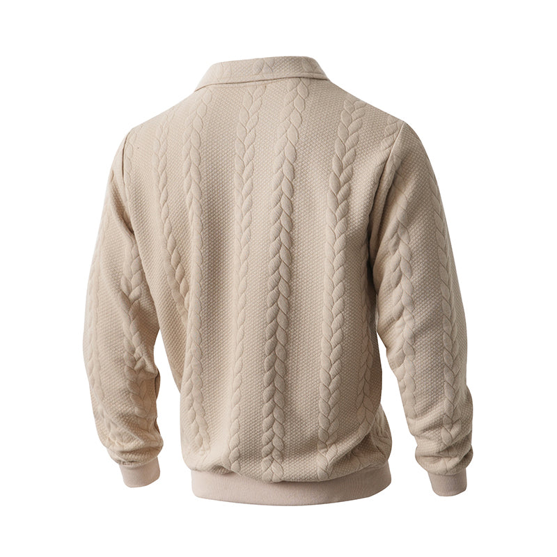 Suéter casual de punto trenzado con media cremallera para hombre