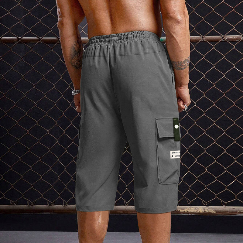 Pantalones Capri Cargo Casual para Hombre con Cintura de Cordó