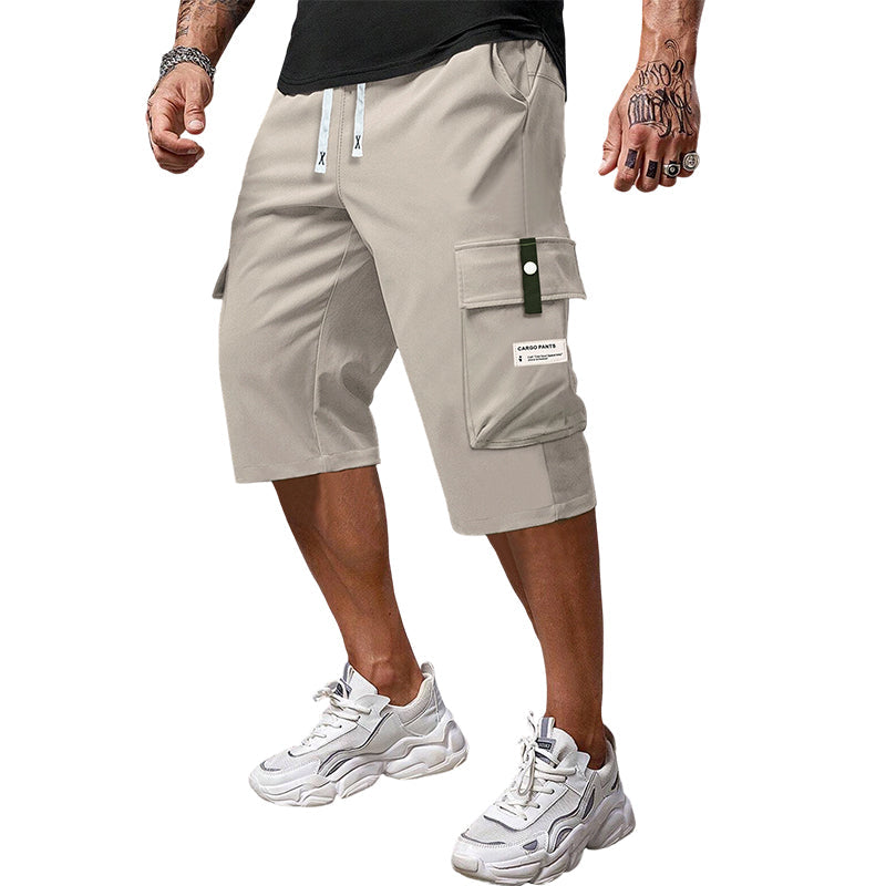 Pantalones Capri Cargo Casual para Hombre con Cintura de Cordó
