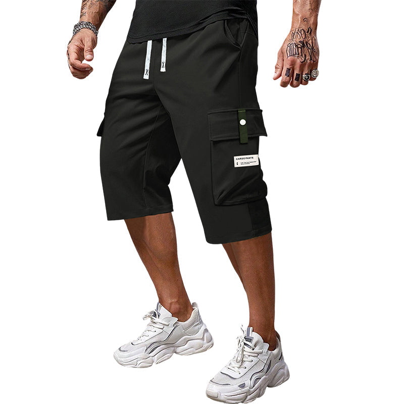 Pantalones Capri Cargo Casual para Hombre con Cintura de Cordó