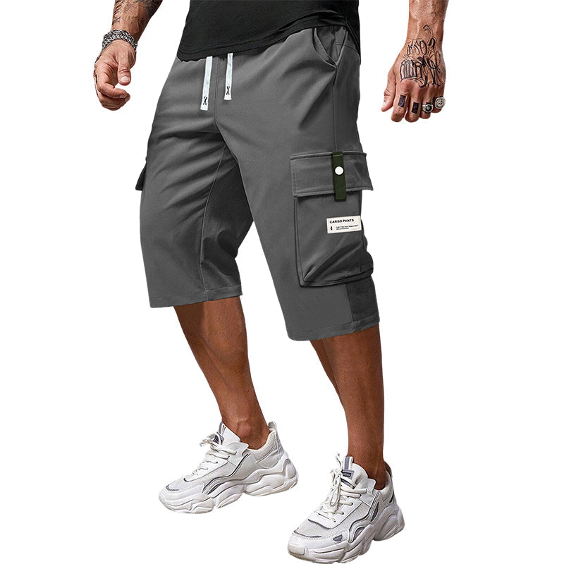 Pantalones Capri Cargo Casual para Hombre con Cintura de Cordó